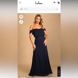 Enduring Love Navy Blue Off-the-Shoulder Maxi Dress